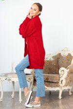 Cardigan Rosu Toamna-Iarna Tricotat cod2021 - imagine 2