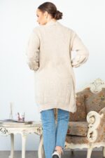Cardigan Bej Toamna-Iarna Tricotat cod2021 - imagine 3