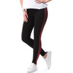 Colanti negri din Bumbac cu dungi rosii