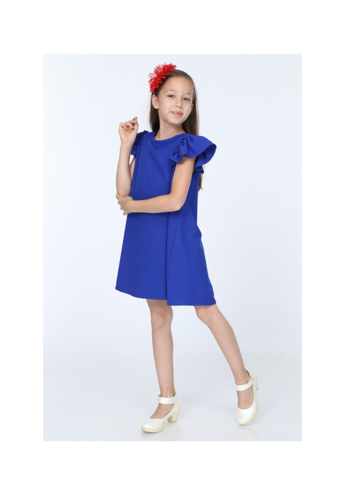 Rochie Fetite din jerse Fucsia cu volănașe codR811-2 - imagine 10