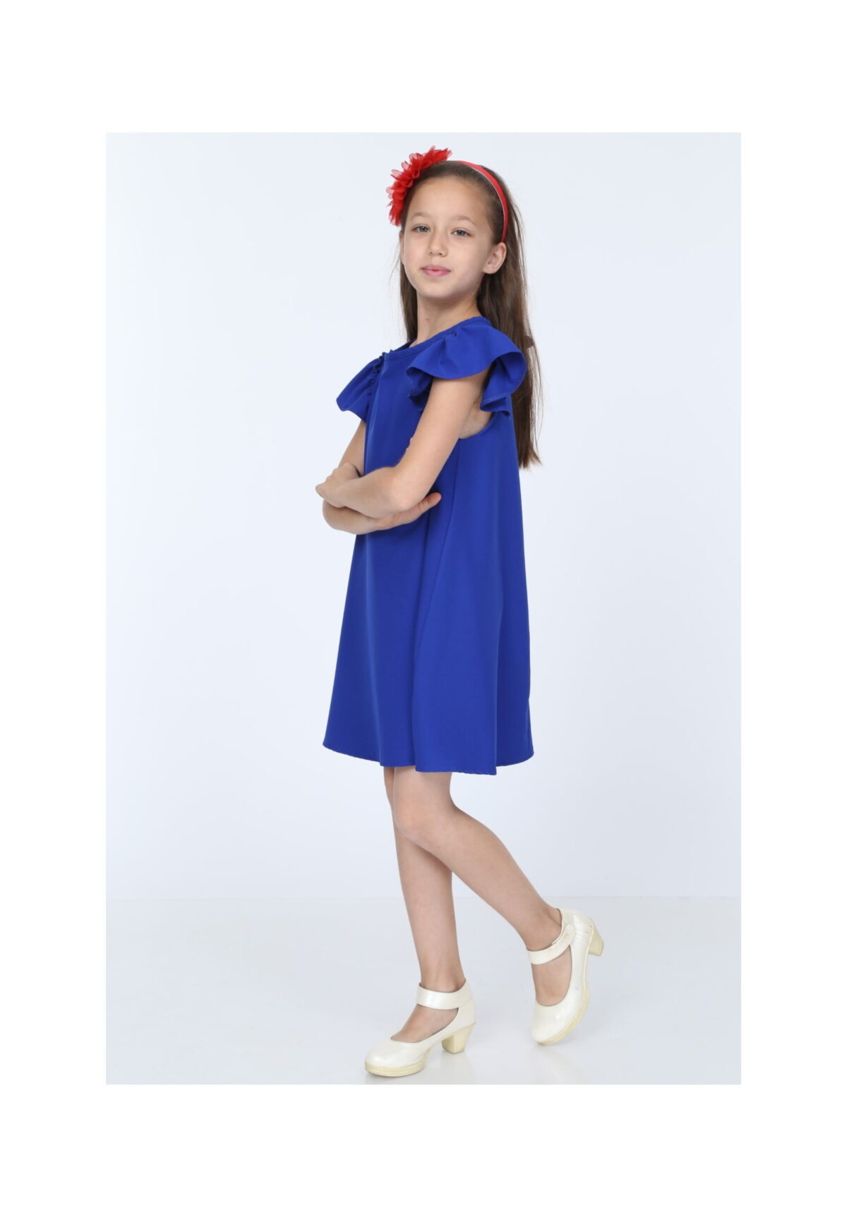 Rochie Fetite din jerse Fucsia cu volănașe codR811-2 - imagine 7