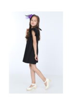 Rochie Fiică din jerse Neagră cu volănașe codR811-2 - imagine 2