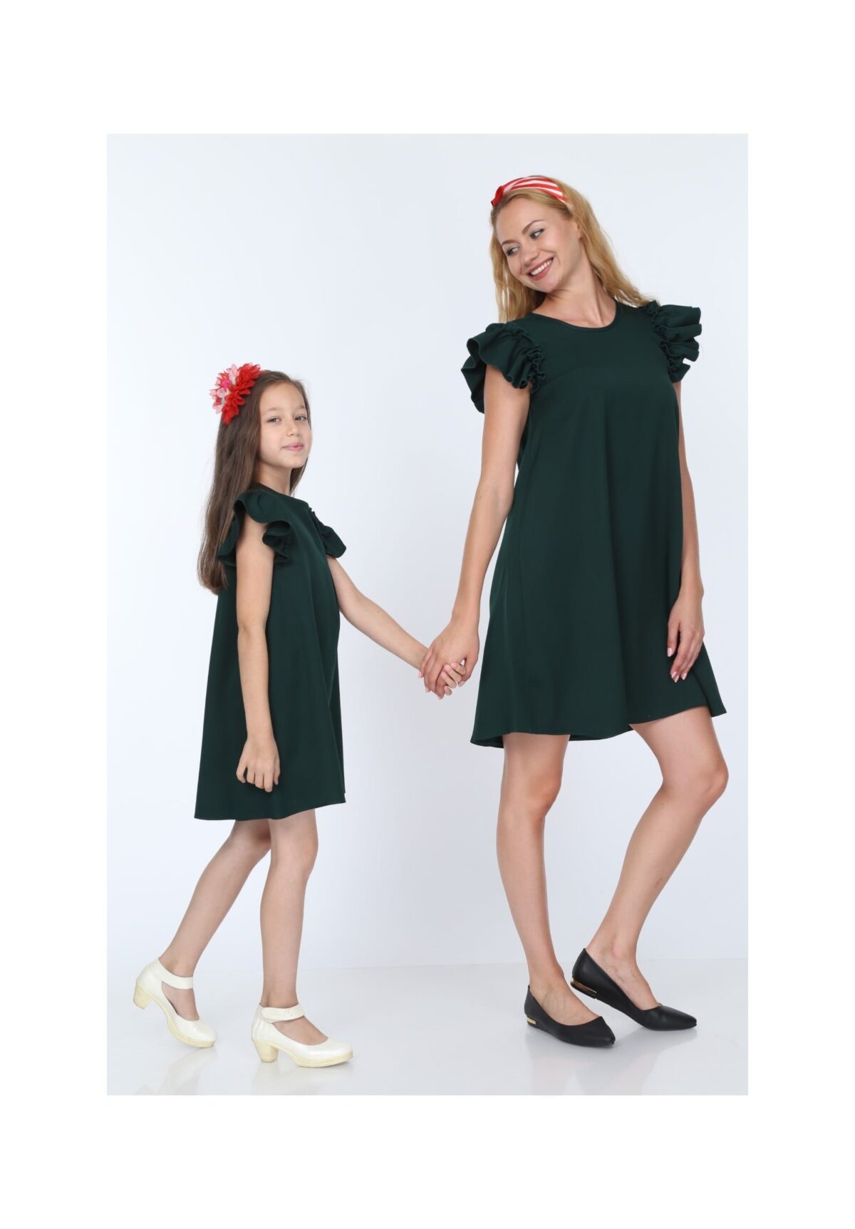 Rochie Fiică din jerse Neagră cu volănașe codR811-2 - imagine 6
