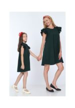 Rochie Fiică din jerse Neagră cu volănașe codR811-2 - imagine 6