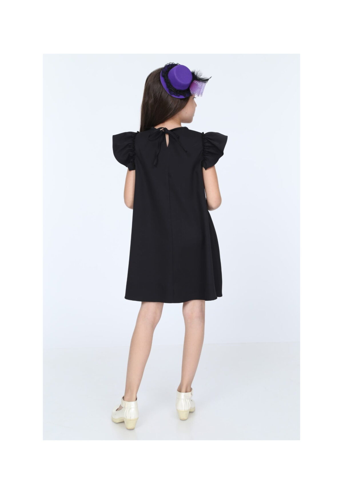 Rochie Fiică din jerse Neagră cu volănașe codR811-2 - imagine 3