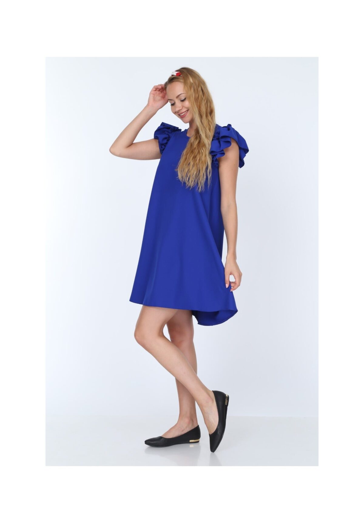 Rochie Mama din jerse Fucsia cu volănașe codR811-1 - imagine 6