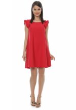 Rochie rosie cu volanase big mag