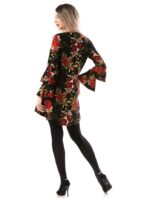 Rochie eleganta cu trandafiri cambrata cu maneci clopot cod3z - imagine 4