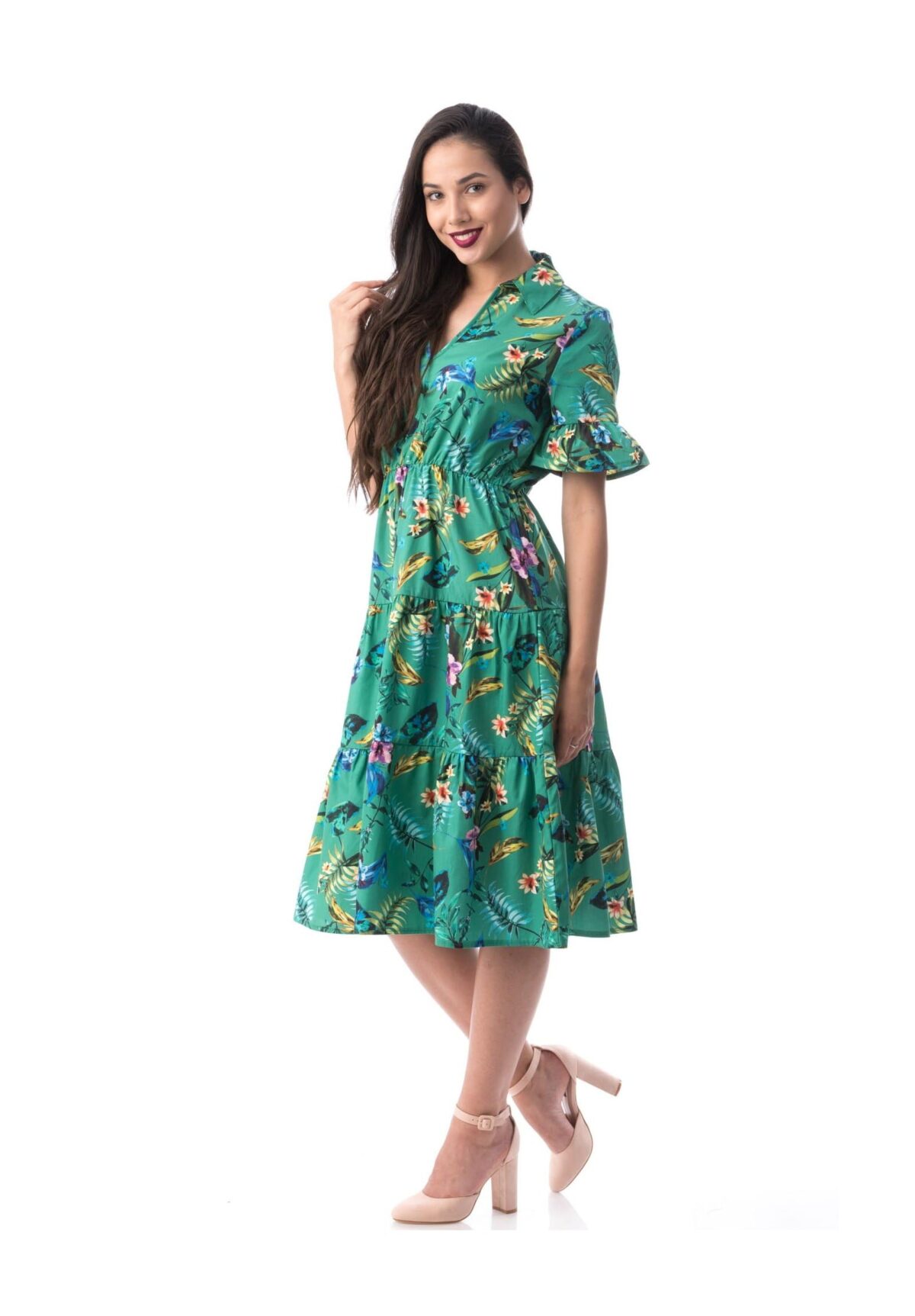 Rochie de Vara verde cu Imprimeu codR880 - imagine 3