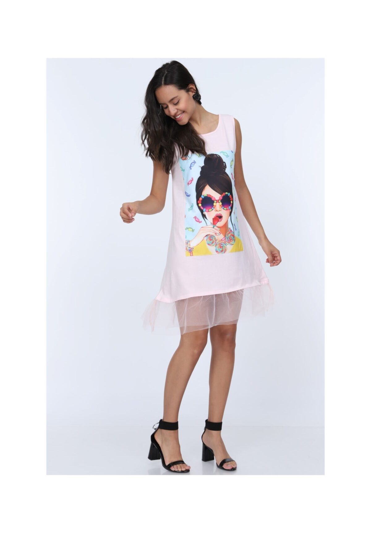 Rochie Neagra de vara din bumbac cu bretele cod8322-2 - imagine 6