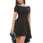 Rochie neagra cu trena pentru ocazii din jerseu