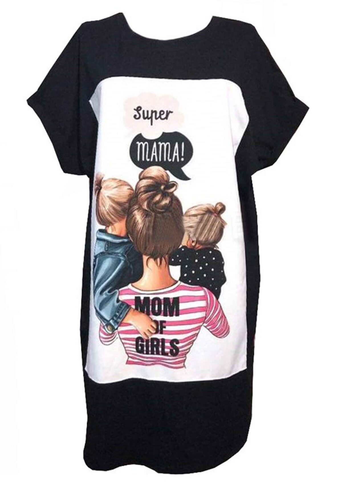 Rochie tip tricou cu imprimeu SUPER MAMA cod8292-5 - imagine 2
