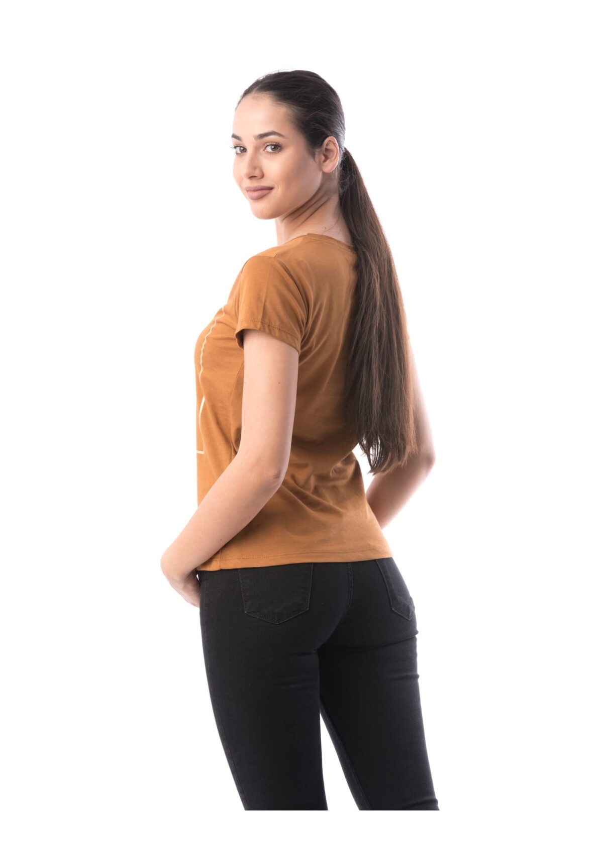 Tricou bumbac maro CUTE BUT PSYCHO