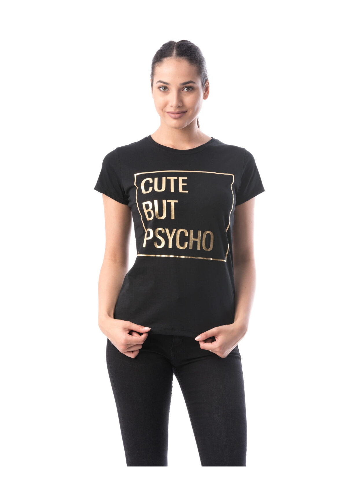 Tricou bumbac negru CUTE BUT PSYCHO