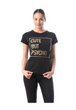 Tricou bumbac negru CUTE BUT PSYCHO