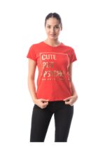 Tricou bumbac rosu CUTE BUT PSYCHO
