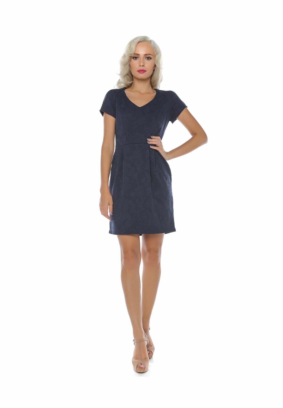 Rochie din jerseu cu imprimeu ieșit în relief cod634 - imagine 2