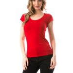 Tricou Dama decoltat rosu Model Nou cod58027
