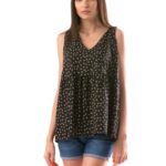 Bluza Neagra cu Flori decolteu V cod54515