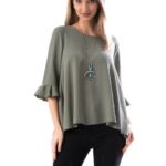 Bluza Vaporoasa de Vara Kaki cod58734