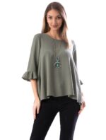 Bluza Vaporoasa de Vara Kaki cod58734