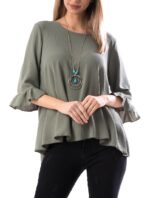 Bluza Vaporoasa de Vara Kaki cod58734 - imagine 2