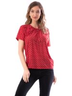 Bluza Femei Rosie cu Bulinute Albe cod59003