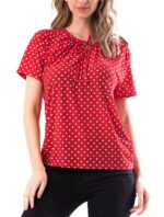 Bluza Femei Rosie cu Bulinute Albe cod59003 - imagine 2