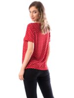 Bluza Femei Rosie cu Bulinute Albe cod59003 - imagine 3