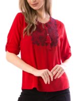 Bluza Ie cu Motive Polulare Rosie cod57946 - imagine 2