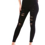 Jeans Dama Negrii cu cu Rupturi Model Nou cod56677
