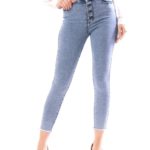 Blugi Model Nou Blue cu Talie Inalta cod57797