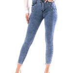 Blugi cu Talie Inalta Bleu Dama cod57799