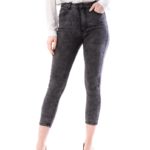 Blugi cu Talie Medie Gri Dama cod59115