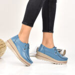 Pantofi Dama din Piele Naturala Bleumarin cod3089