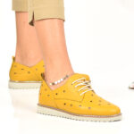 Pantofi Sport Dama din Piele Naturala Galbeni cod201672NP
