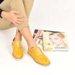 Pantofi Sport Dama din Piele Naturala Galbeni cod201672NP - imagine 2