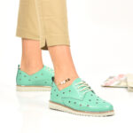 Pantofi Sport Dama din Piele Naturala Verzi cod201672NP - imagine 2