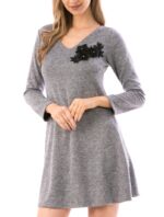 Rochie cu Decolteu in V Gri cod58460 - imagine 2