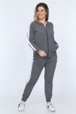 Trening Gri deschis cu dungi Marimi Mari croiala lejera cod6220-3 - imagine 3
