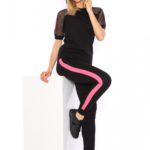 Trening Negru cu maneci scurte din Bumbac cod8158