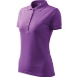 Tricou Polo Dama din Bumbac cu Guler Verde Violet cod21064