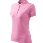 Tricou Polo Dama din Bumbac cu Guler Roz cod21030