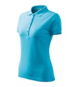 Tricou Polo Dama din Bumbac cu Guler Turcoaz cod21044