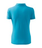 Tricou Polo Dama din Bumbac cu Guler Turcoaz cod21044 - imagine 3