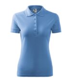 Tricou Polo Femei din Bumbac cu Guler Albastru Deschis cod21015 - imagine 2