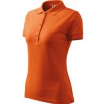 Tricou Polo Femei din Bumbac cu Guler Portocaliu cod21011