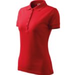Tricou Polo Femei din Bumbac cu Guler Rosu cod21007