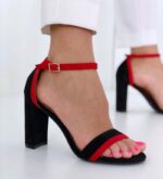 Sandale Model Nou Rosu Negru Dama cu Toc codA635-2 - imagine 2