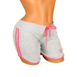 Pantaloni scurti gri deschis Sport cu dungi roz pentru dama